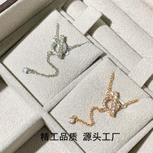 H家猪鼻子Q字流苏项链V金高版本爱马家气质轻奢高级感吊坠锁骨链