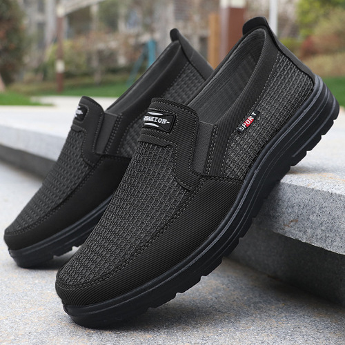 Manufacturer wholesale summer new men's cloth shoes breathable slip-on casual mesh shoes polyurethane men's shoes