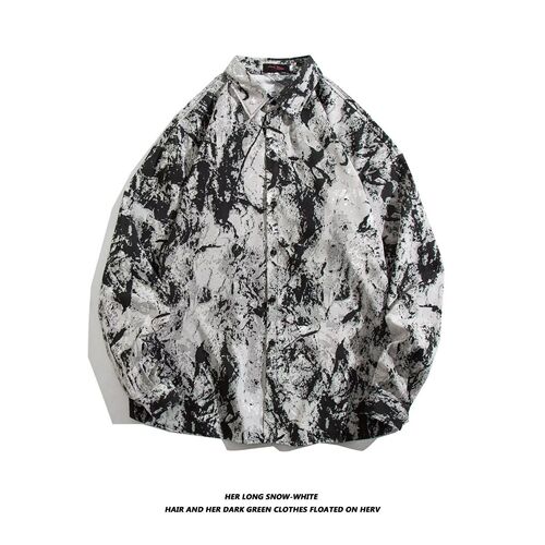 Vintage Oil Painting Flower Shirts for Men and Women, Retro Style, Cool and Relaxed, Versatile and Fashionable Couple's Long-Sleeved Shirt Jacket