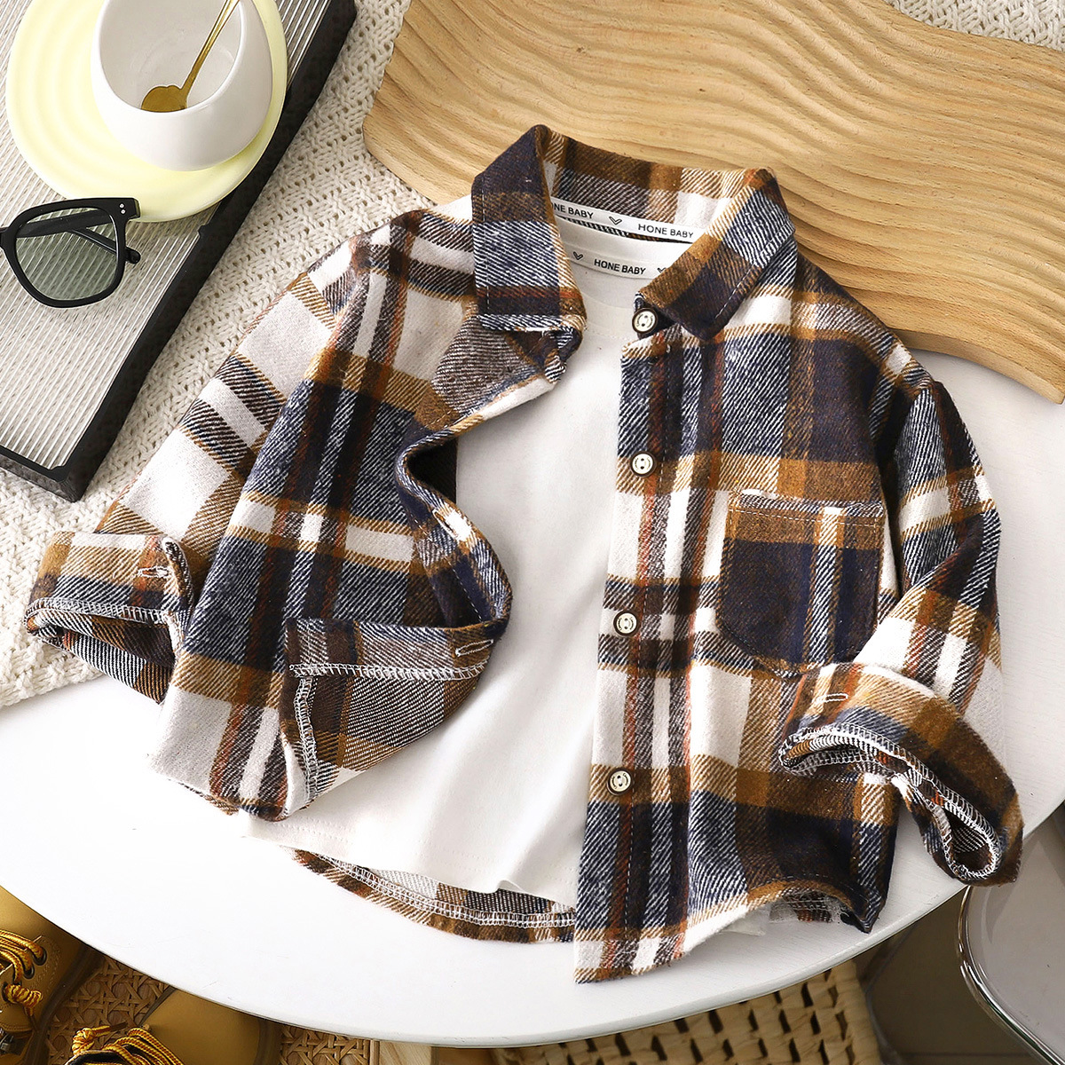 Cardigan con plaid brown