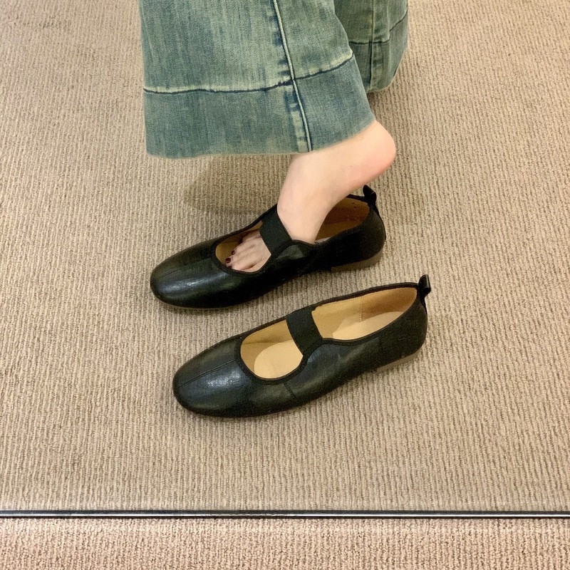 平底银色浅口芭蕾舞单鞋女春秋新款复古温柔仙女风一字带玛丽珍鞋|undefined