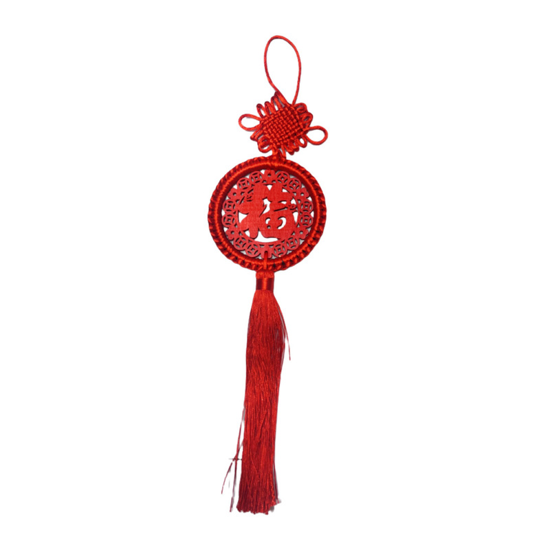 Chinese Knot Pendant Coil Chinese Knot Wooden Card Pendant Interior Decoration Door Spring Festival National Style Chinese Knot Tassel