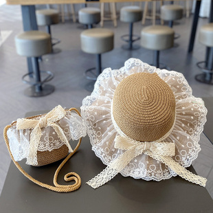Summer Girls Hat Sun Protection Lace Bow Baby Girl Beach Little Girl Hat Sun Fisherman Hat