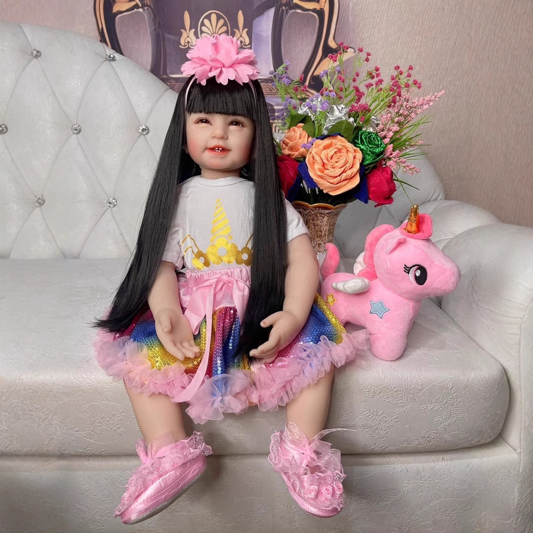 60cm cuatro dientes bebé Pelo Largo princesa muñeca