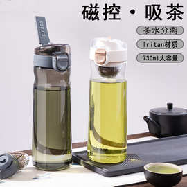 tritan磁弹水杯高颜值泡茶杯便捷随行塑料杯子男女士商务咖啡杯