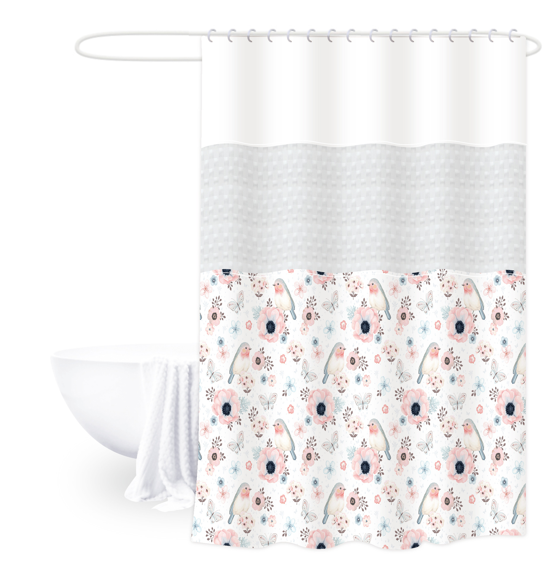 180*200 impresión engrosada de empalme cortina de ducha cortina de baño peva semi-transparente baño impermeable baño partición cortina de ducha