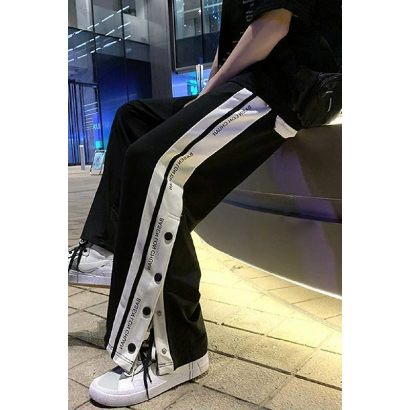 MORJIN спортивные брюки на пуговицах больших размеров женские толстые мм 100kg свободные повседневные студенческие прямые брюки в стиле хип-хоп