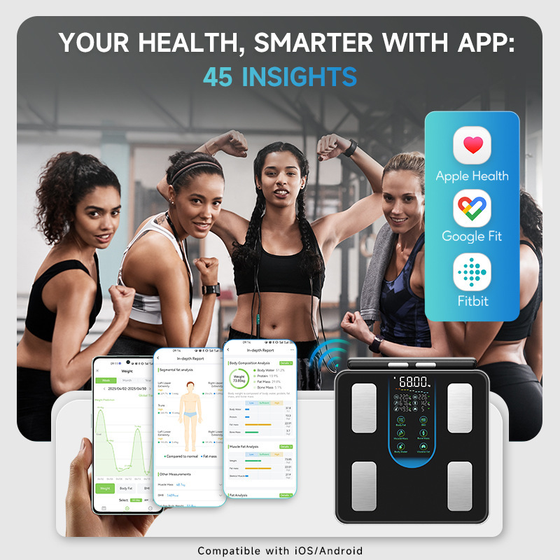 クロスボーダー 8 電極体脂肪計スマートフィットネススポーツホーム体重計正確な APP 脂肪測定 Bluetooth 体脂肪計|undefined
