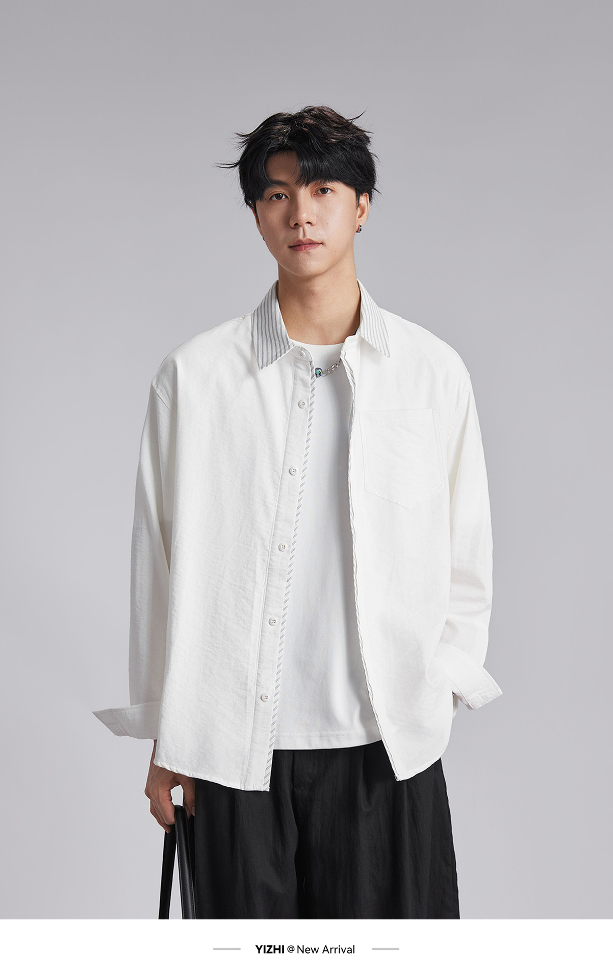 Áo chống nắng nam dáng rộng phối vải cotton phong cách lịch lãm — Xanh navy chi tiết 8