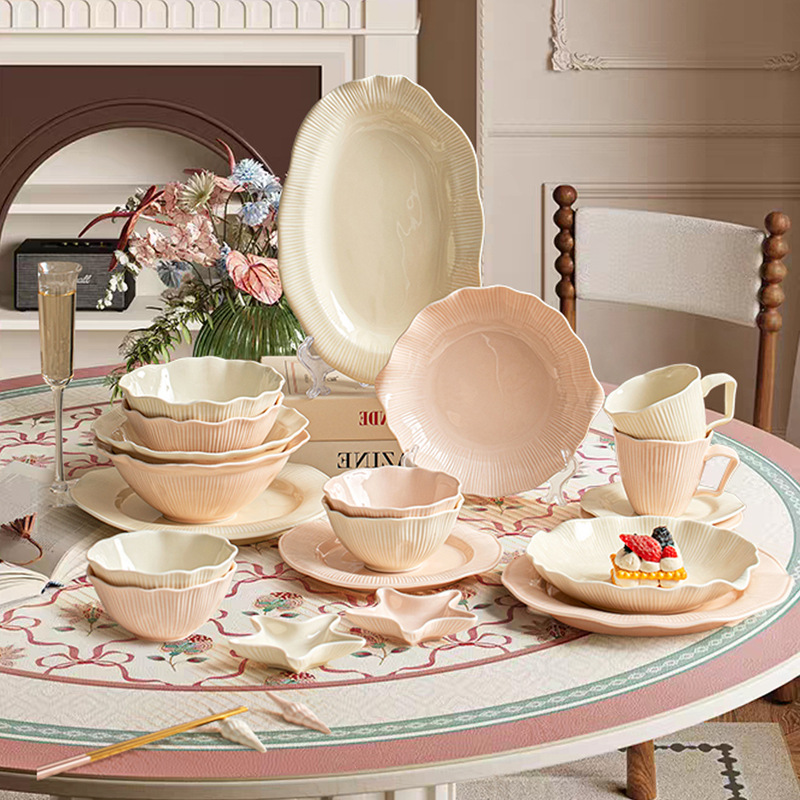 Dish Set, Household Tableware Set, Ceramic Sweetheart Coast Bowl and Plate Combination, New Gift Product Dish Set, Household Tableware Set, Ceramic Sweetheart Coast Bowl and Plate Combination, New Gift Product