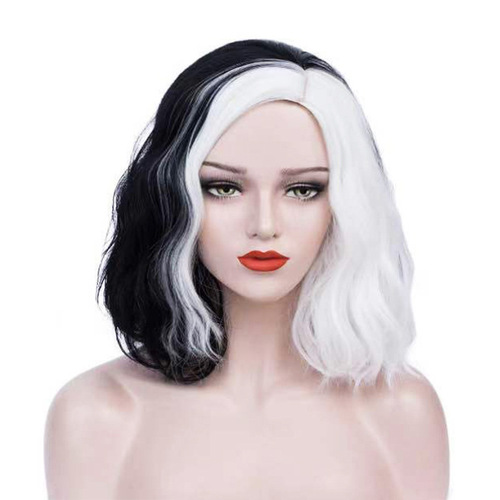 Amazon Rose.com new product European and American cross-border witch Kuila wig for women black and white two-color cos wig factory