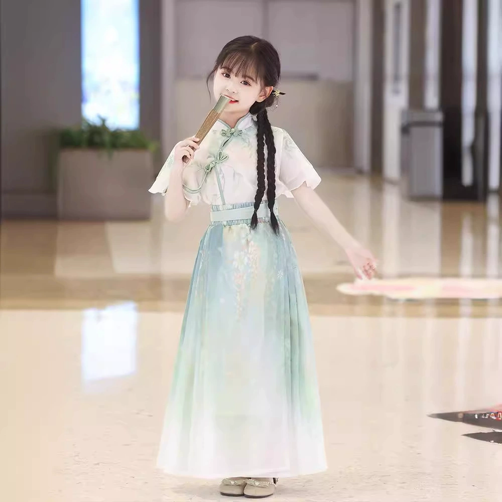 Девушка Hanfu китайский стиль костюм летняя тонкая супер сказочная детская лошадь юбка