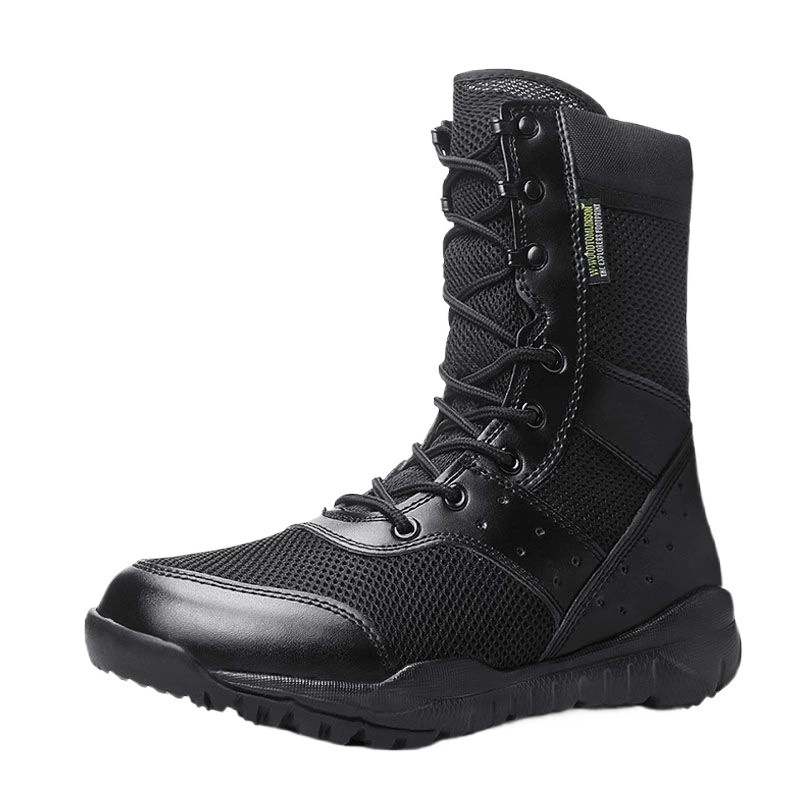 Tactical high‑ankle summer boots, ultra‑light breathable mesh, sizes 35–49