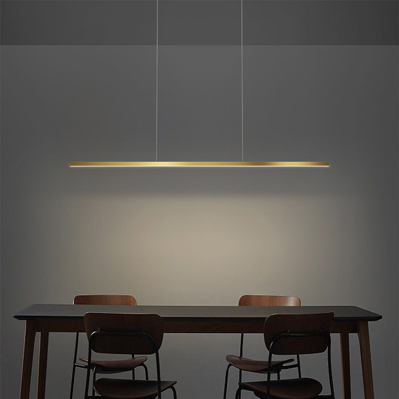 Italian Minimalist Restaurant Full Spectrum Pendant Lamp with All-Copper Nordic Simple Modern Bar Pendant Long Straight Dining Table Lamp