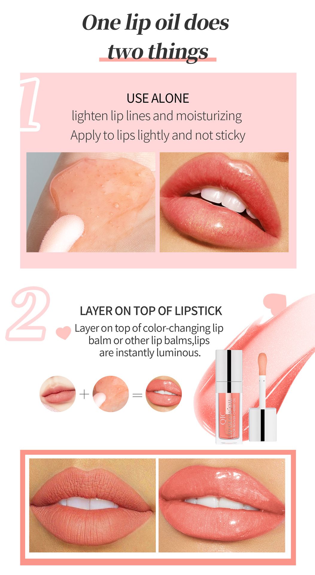 QIC Qini Lip Moisturizing Oil Moisturizing Lip Balm Transparent Dudu Lip Gloss Glass Lip Moisturizing Oil Cross-border bestsellers undefined