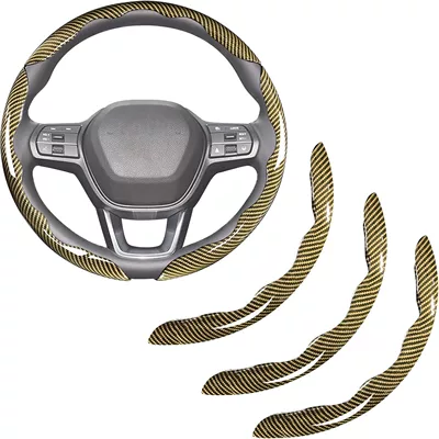 non-slip wear-resistant butterfly wing – Steering wheel cover - carbon-fiber-bright-film-gold-3-pack-38cm