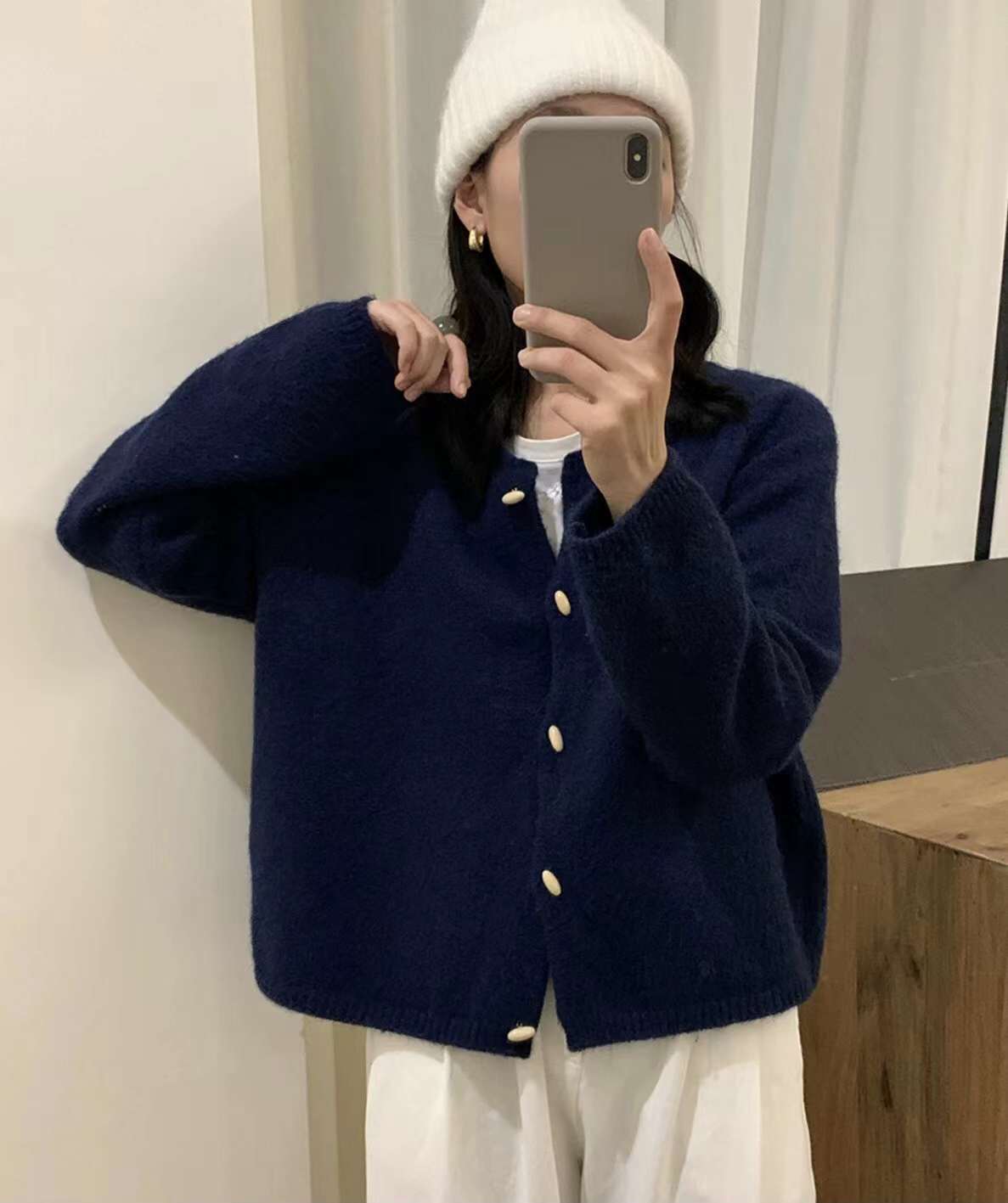 24 invierno Puyuan blando glutinoso cardigan de punto chaqueta para mujeres otoño 2024 nuevo estilo coreano suelto