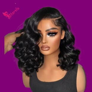 Brazilian Virgin Human Hair Wig Loose Deep Wave Bob, Natural
