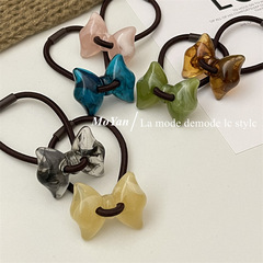 Minimalist Retro Ink Pattern Butterfly Bow Hair Tie for Influencers, 2023 New Rubber Band Hair Accessory for Women