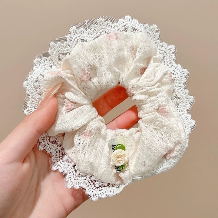 50#Camellia floral lace trim with label, approximately 13cm