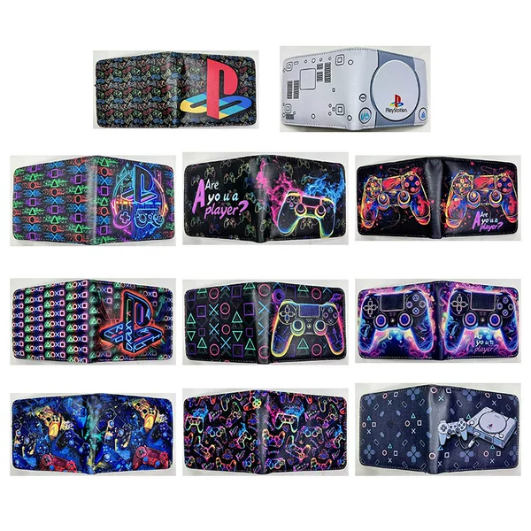 Play Station Game Controller Short Folding Wallet Pu Leather Colorful Printed Coin Purse Portable Wallet