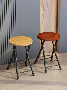 Folding Chair Backrest Stool Household Portable High-Foot Small Round Stool Small Dining Table Dining Chair Simple Stacking Chair