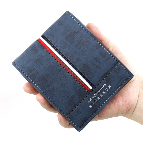 European and American style frosted men's short wallet large capacity tri-fold bag coin bag multi-card slot men's hinge wallet