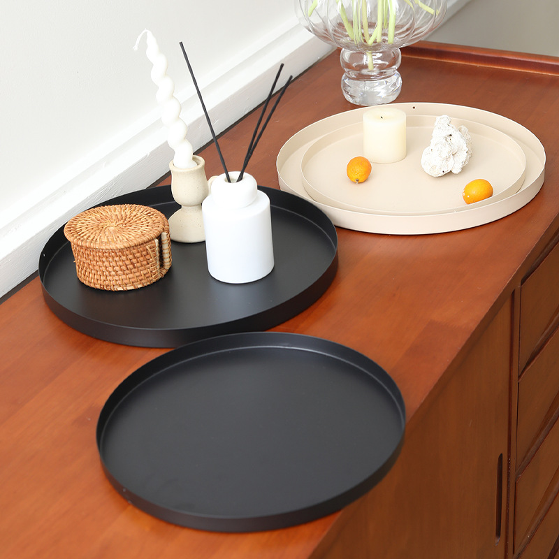 香薰摆件饰品物品收纳盘铁质托盘中古拍照道具玄关杂物置物盘批发