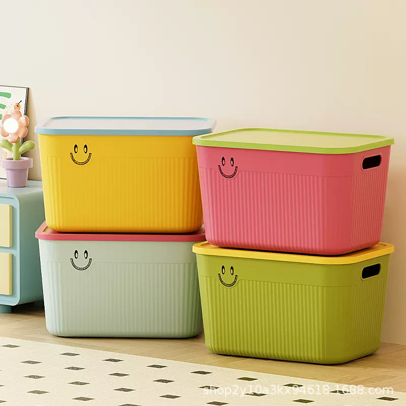 杂物桌面收纳盒带盖置物篮零食宿舍桌面化妆品储物日式塑料整理盒