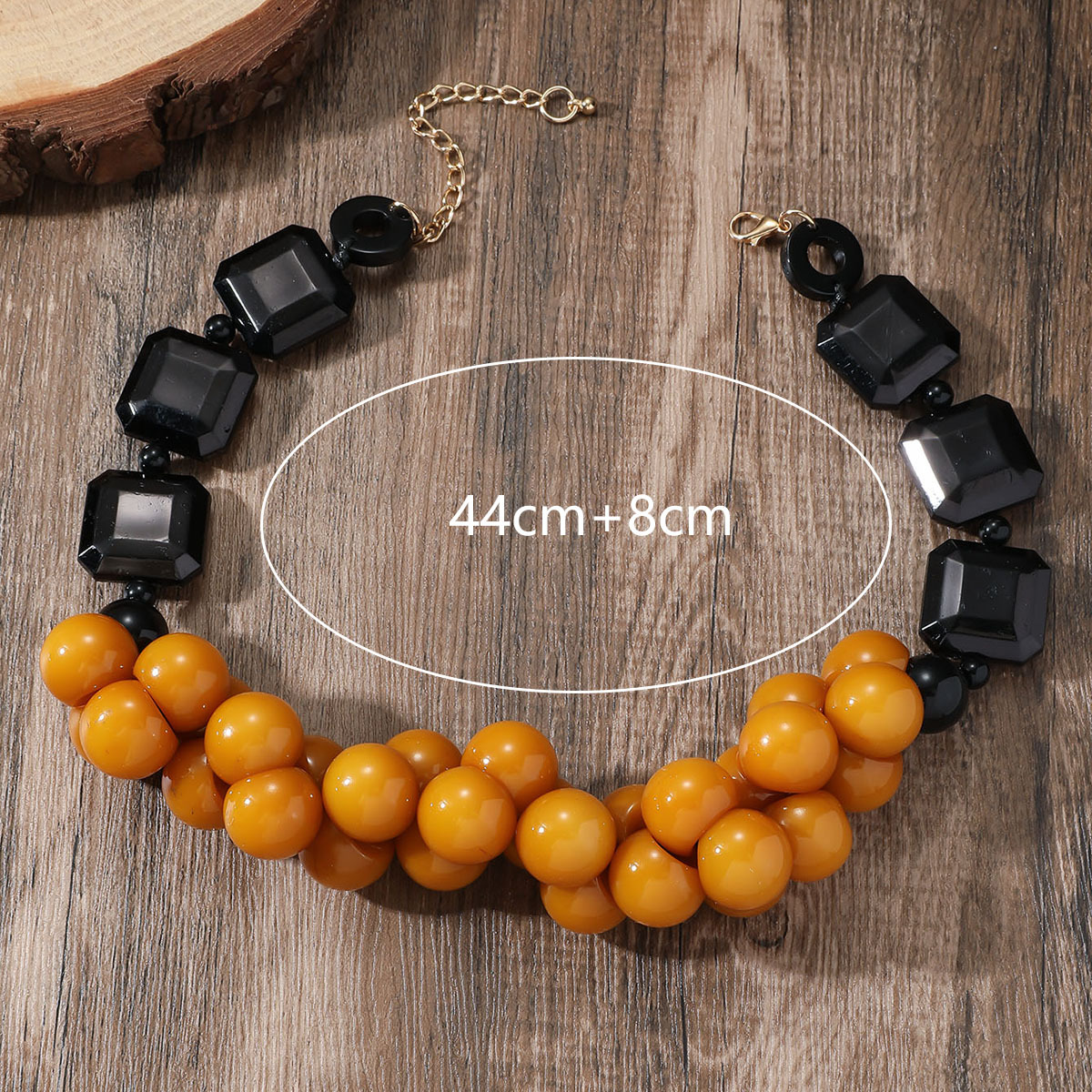 Retro Ethnic Style Bohemian Irregular Geometric Rhombus Resin Irregular Beaded Women's Earrings Necklace Jewelry Set display picture 12