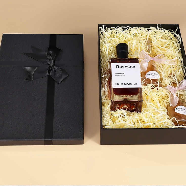 Qixi día de San Valentín caja de regalo de arco negro caja de regalo de vacaciones lápiz labial perfumes joyas bolsa de regalo vacía caja