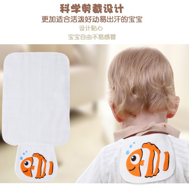 Baby gauze cotton sweat-absorbent towel kindergarten pad sling children's class A cartoon 4/6 layer sweat-proof towel factory wholesale