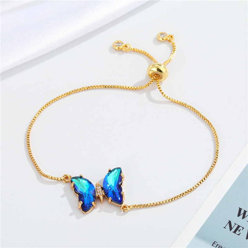 Simple Temperament Sparkling Crystal Butterfly Pendant Adjustable Bracele display picture 6