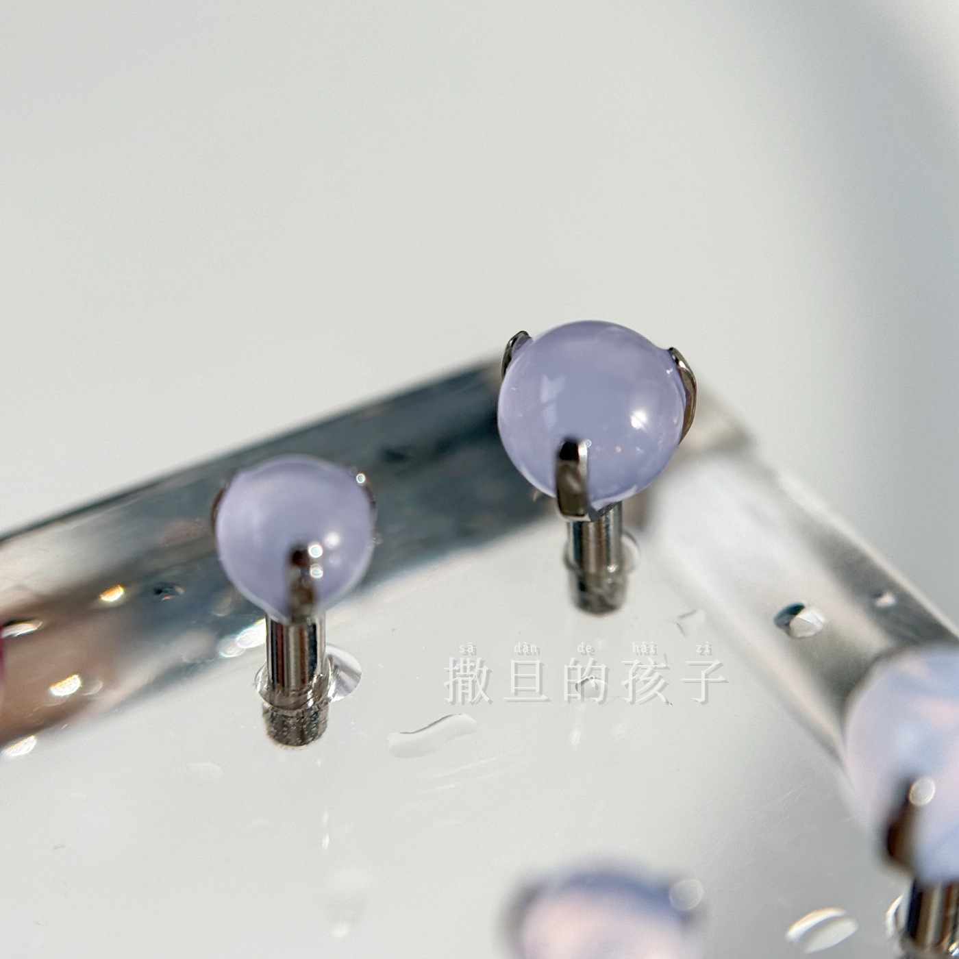 F136 Titanium Alloy Morandi Opal Tongue Barbell Internally Threaded 5mm Drinkable Tongue Piercing Jewelry detail image 8
