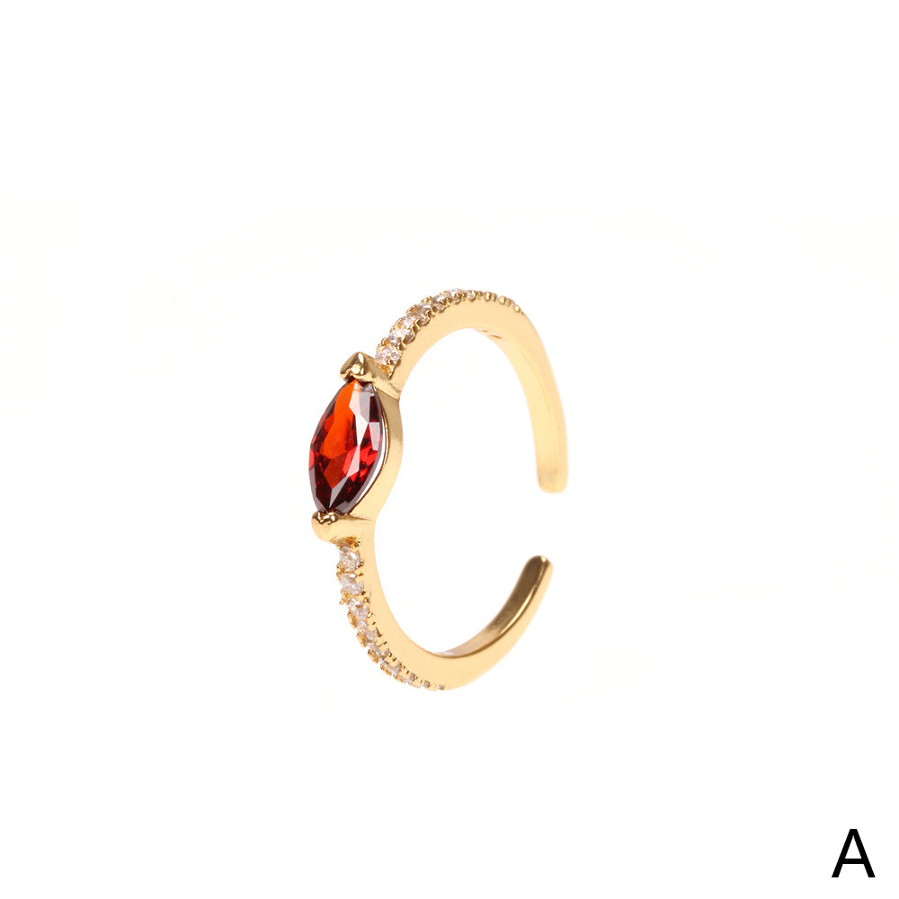 Micro Incrusté Zircon Amour Cheval Oeil Bague De Femme Ins Frais Goutte D'eau Anneau Ouvert Personnalité Double Anneau En Stock En Gros display picture 14