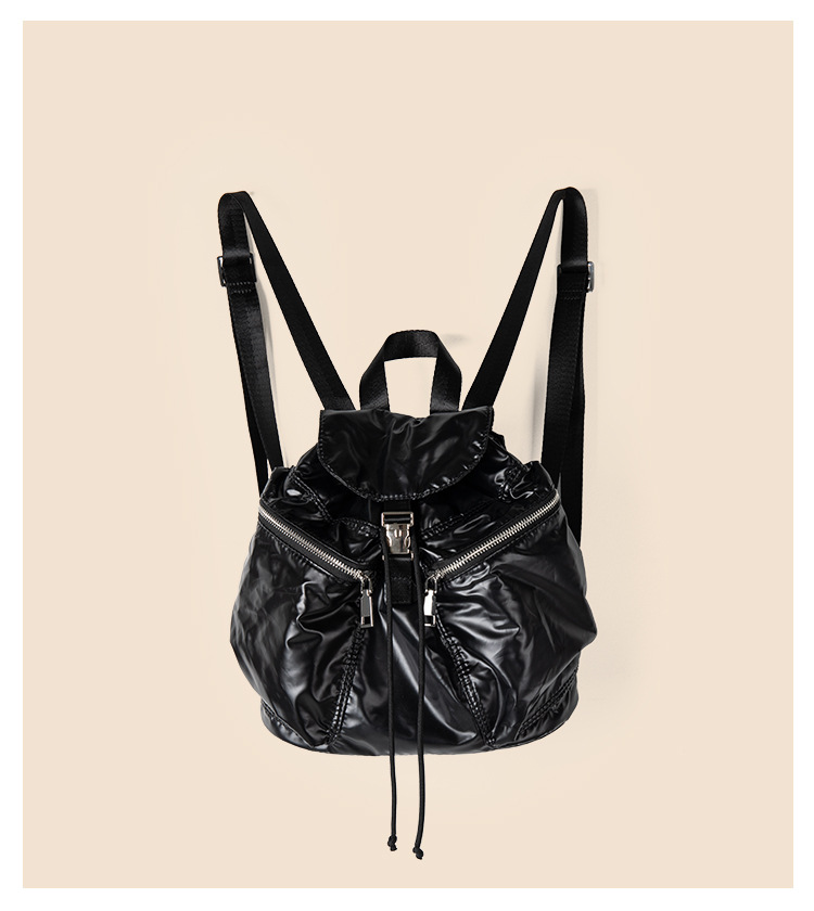 Flip buckle multi pocket women's travel large capacity fashionable drawstring student backpack women summer Korean style_voghion.com