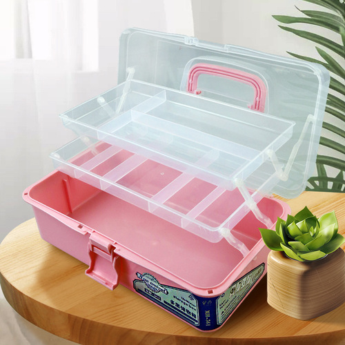 Wholesale three-layer macaron folding portable storage box medicine box home art hardware manicure cosmetics tool box