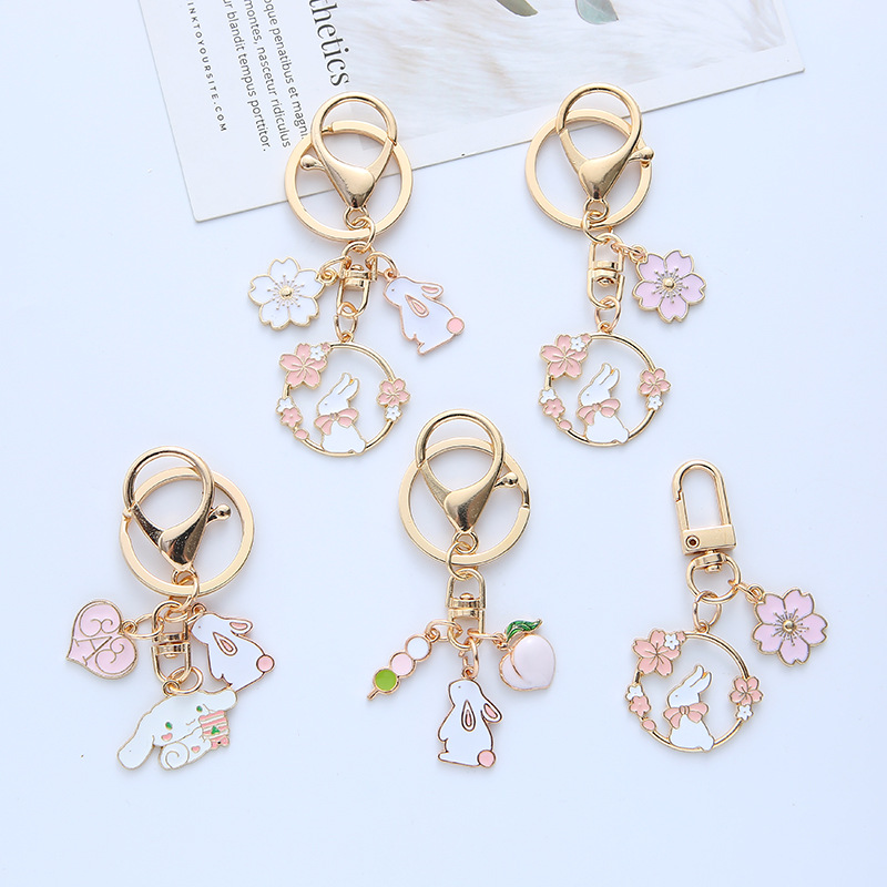 Fashion Rabbit Flower Zinc Alloy Women's Keychain 1 Piece display picture 4