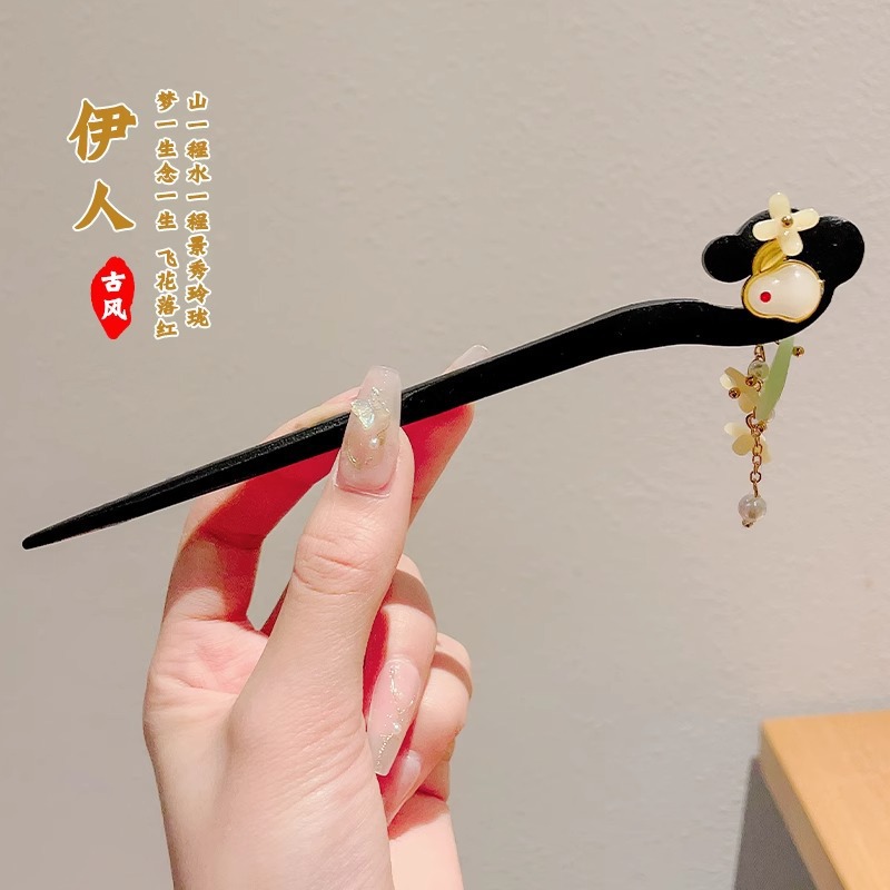 Clipper de cabello de flores de estilo antiguo, temperamento femenino de alto nivel, temperamento versátil, clipper de cabello de estilo chino, clipper de cabello de cabeza posterior.