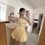 初恋夏季奶黄色甜美连衣裙