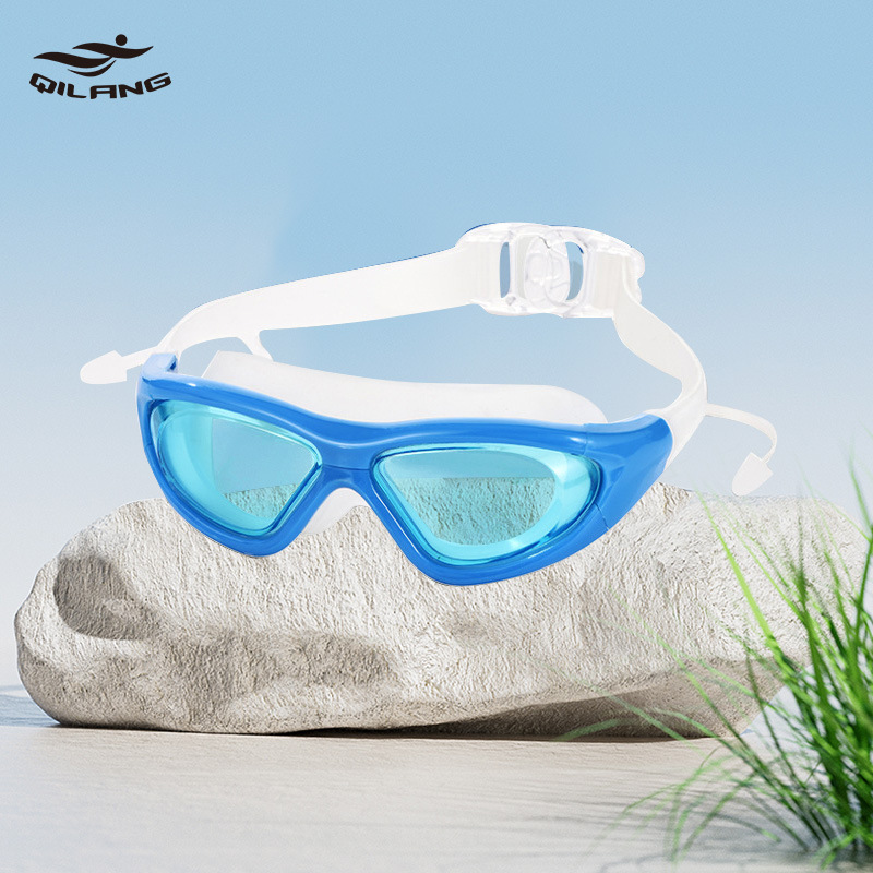 Gafas de Natación de Marco Grande para Adultos Impermeable y Anti-Empañamiento con Tapones para Natación image 16