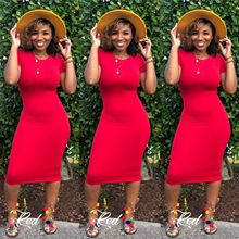 AL030亚马逊独立站夏季欧美女装纯色连衣裙T恤基础款中短裙一步裙