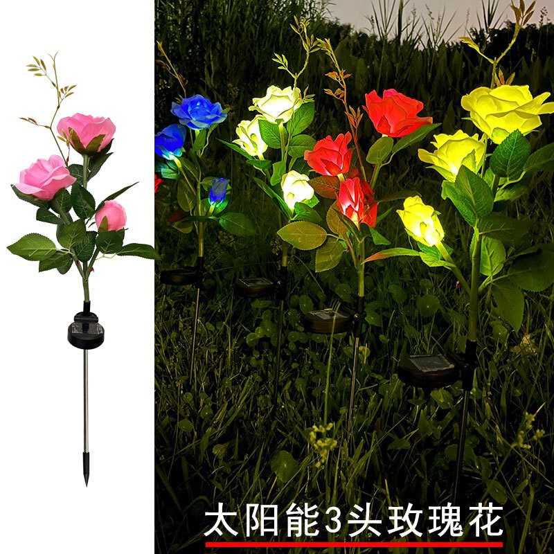 led太阳能灯地插灯彼岸花百合花玫瑰花仿真花蒲公英草坪铜线灯串|undefined