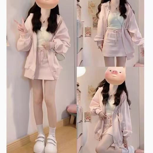 In-stock slim-fit sweatshirt, slim-fit outfit, pink jacket for women, foreign trade slim-fit top, waist-cinching, versatile, for early autumn, Taiwan In-stock slim-fit sweatshirt, slim-fit outfit, pink jacket for women, foreign trade slim-fit top, waist-cinching, versatile, for early autumn, Taiwan