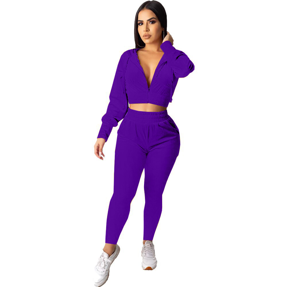 Solid Color Leisure 2 Piece Set NSAB72036