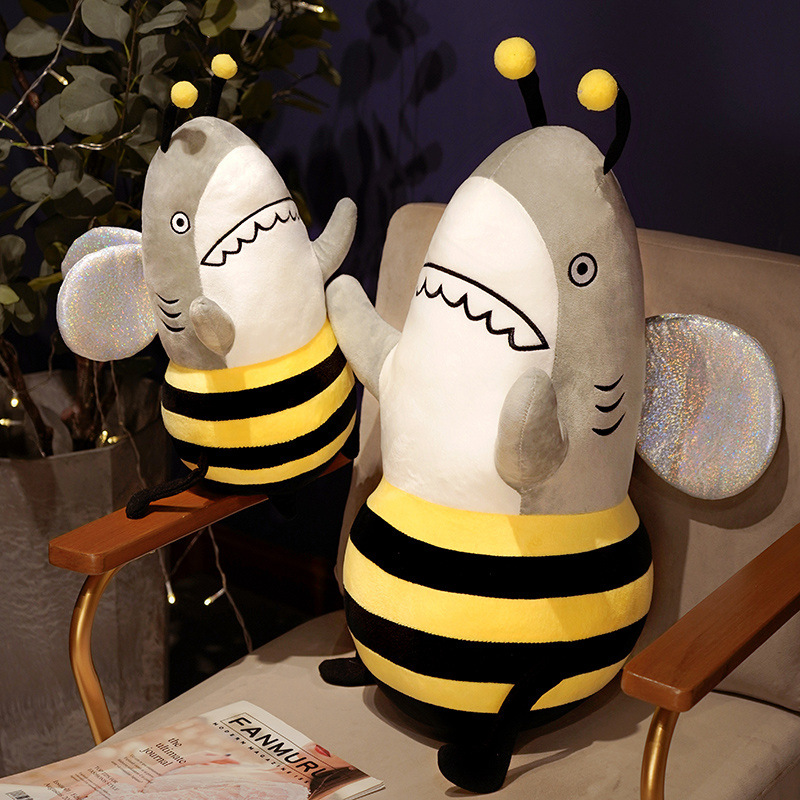 shark shark bee shark and bee Doll Doll plush toy shark riding doll shark melon pillow for girlfriend