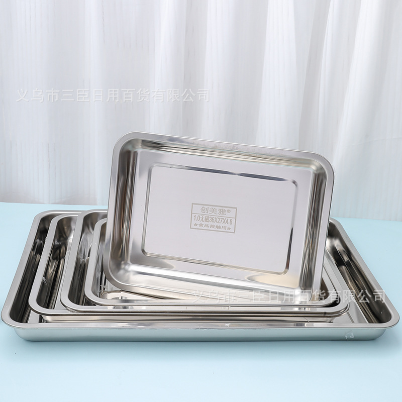 1.0 Placa cuadrada de acero inoxidable no magnética de espesor Bandeja doméstica estándar láser Placa de barbacoa rectangular Placa de bola de masa Placa cuadrada extra gruesa