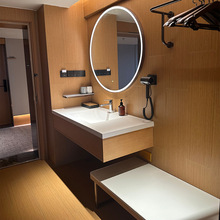 酒店工程专用洗漱台无缝洗手盆浴室人造石民宿一体盆微晶石洗脸台