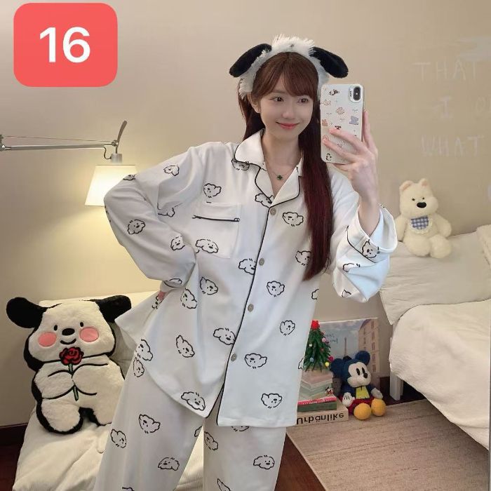 Otoño y invierno al por mayor transfronterizo explosión de doble cara de terciopelo térmico pijama de mujer dulce caricatura lindos cardigans conjunto de ropa para el hogar