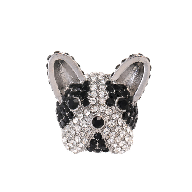 European and American Creative Cute Rhinestone Puppy Brooch Personalized Alloy Oil Dropping Animal Pin Men's and Women's Costume Corsage